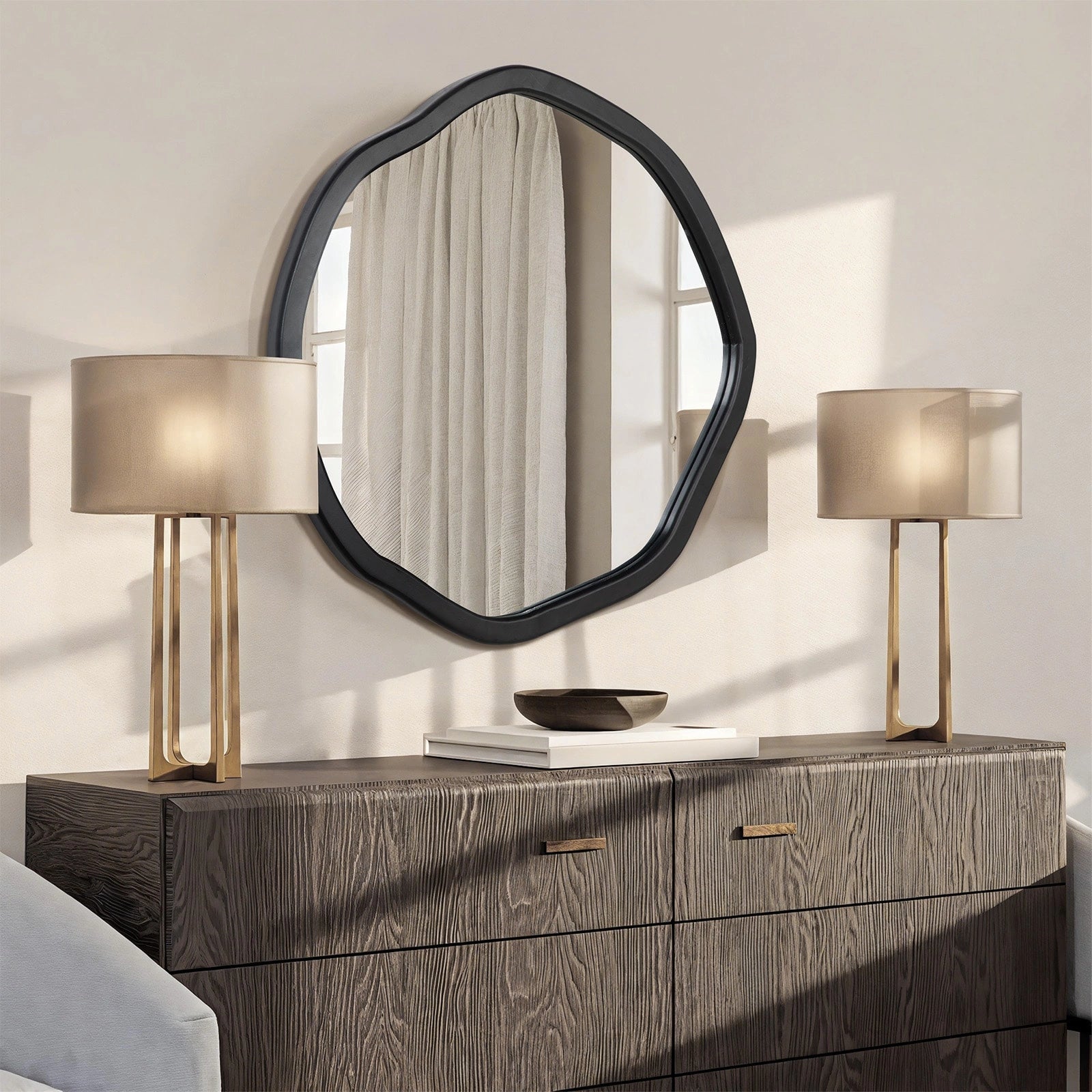 Round Wood Mirror 24 Inch Circle Wall Mirror