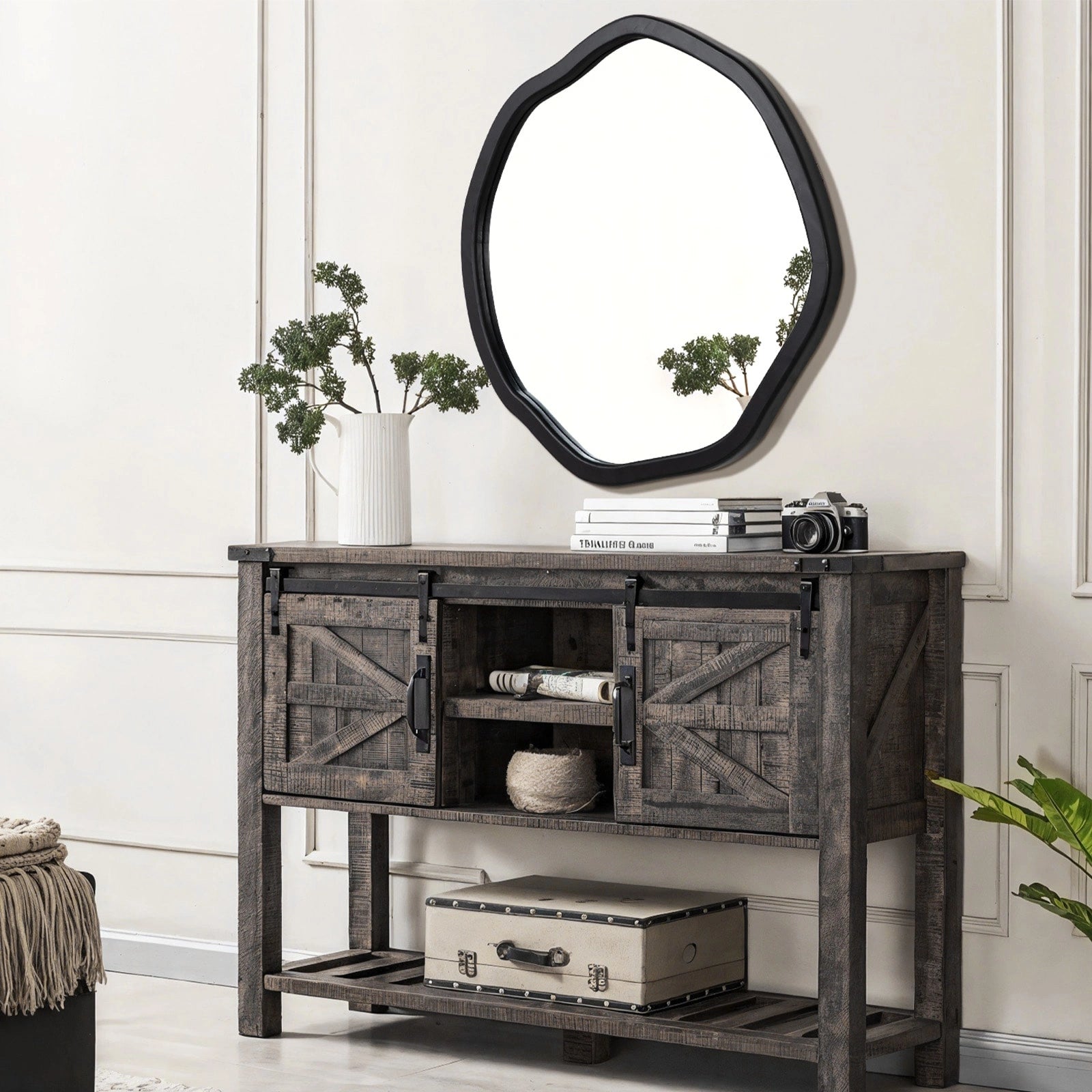 Round Wood Mirror 24 Inch Circle Wall Mirror