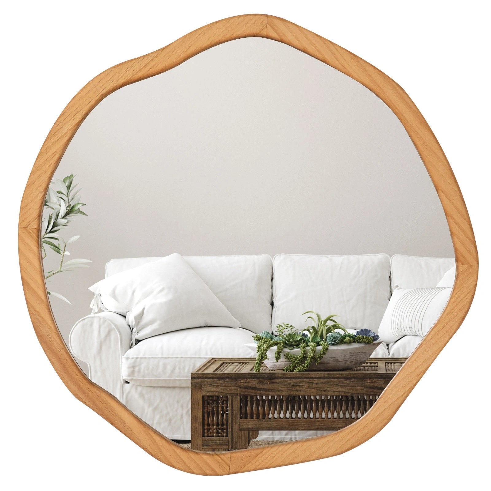 Round Wood Mirror 24 Inch Circle Wall Mirror