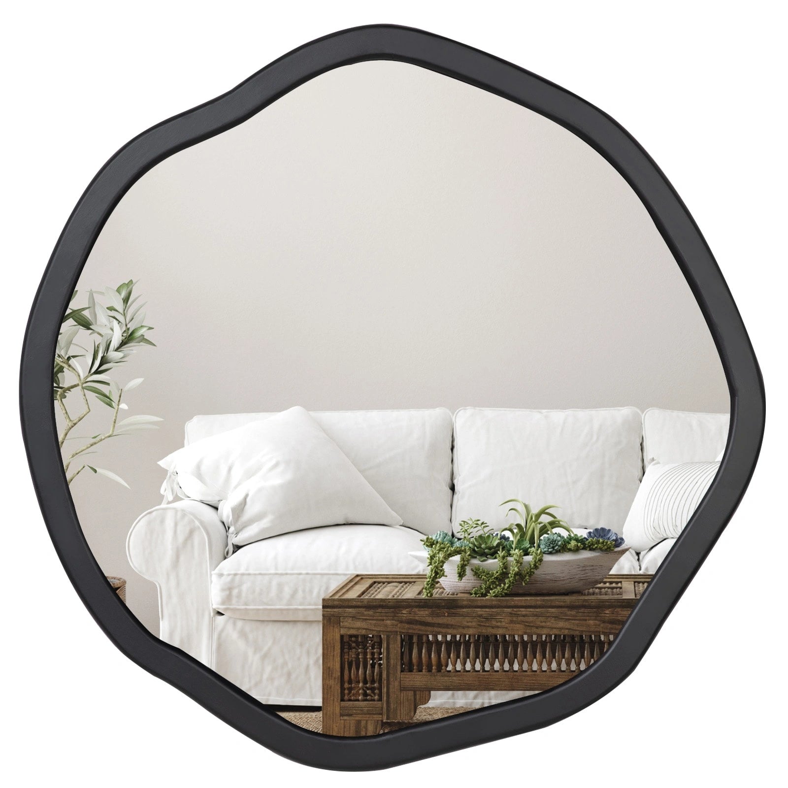 Round Wood Mirror 24 Inch Circle Wall Mirror