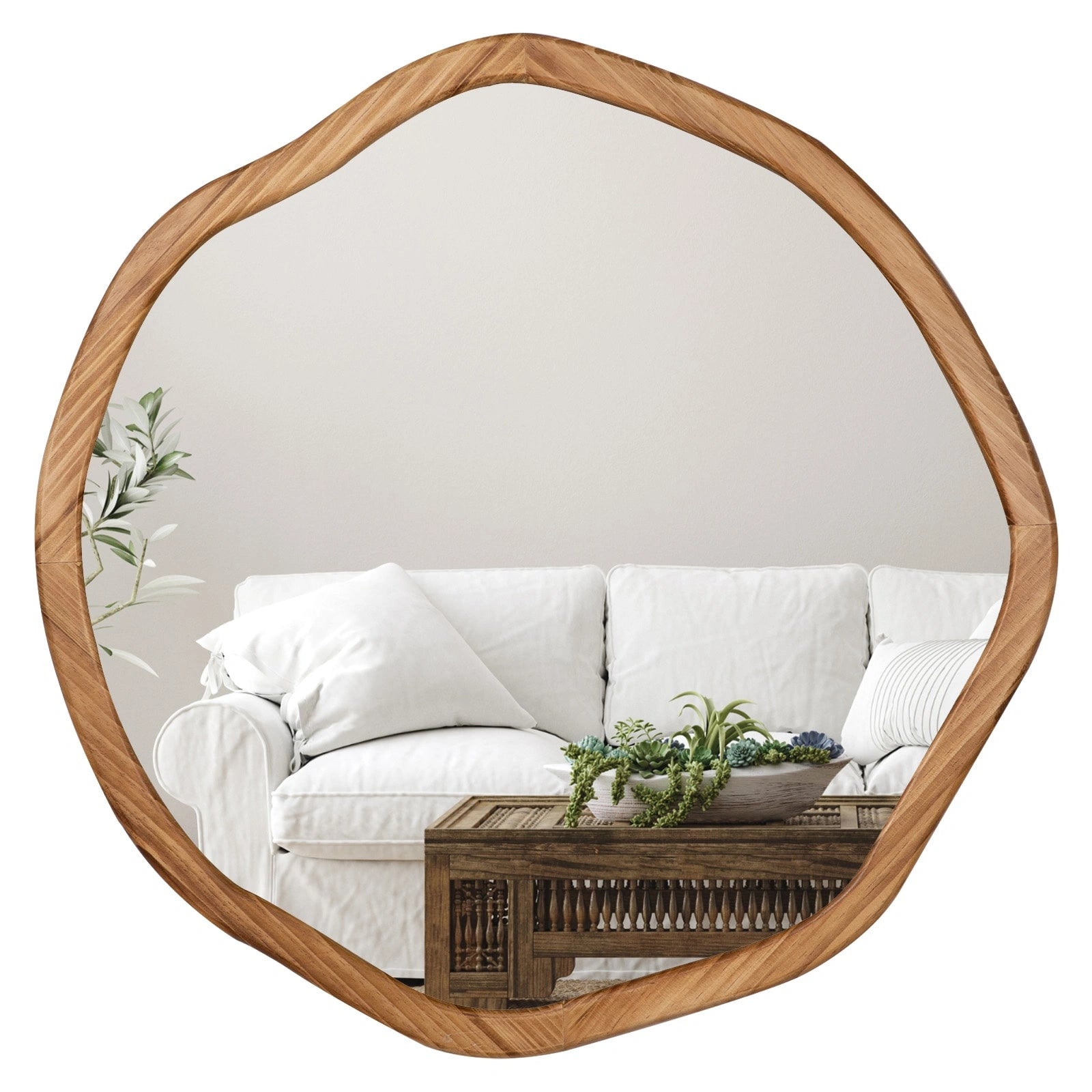 Round Wood Mirror 24 Inch Circle Wall Mirror