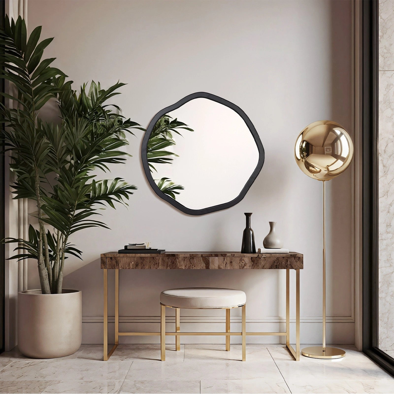 Round Wood Mirror 24 Inch Circle Wall Mirror