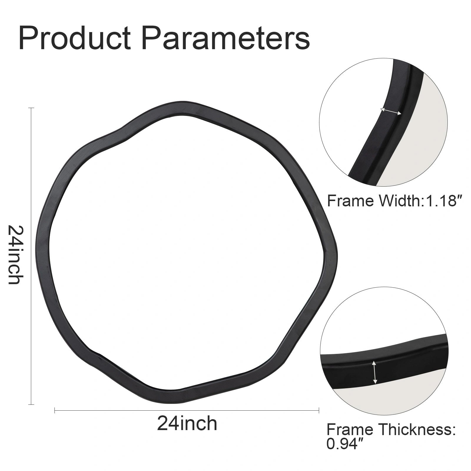 Round Wood Mirror 24 Inch Circle Wall Mirror