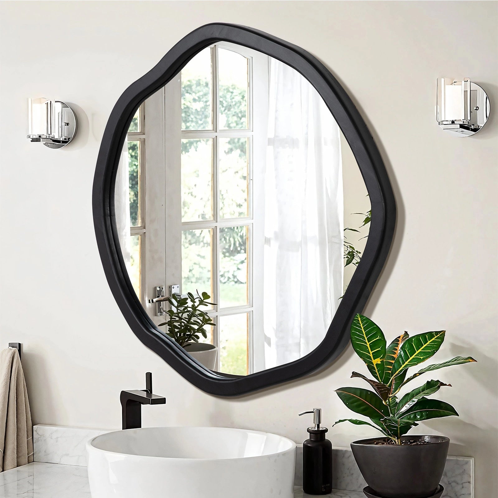 Round Wood Mirror 24 Inch Circle Wall Mirror