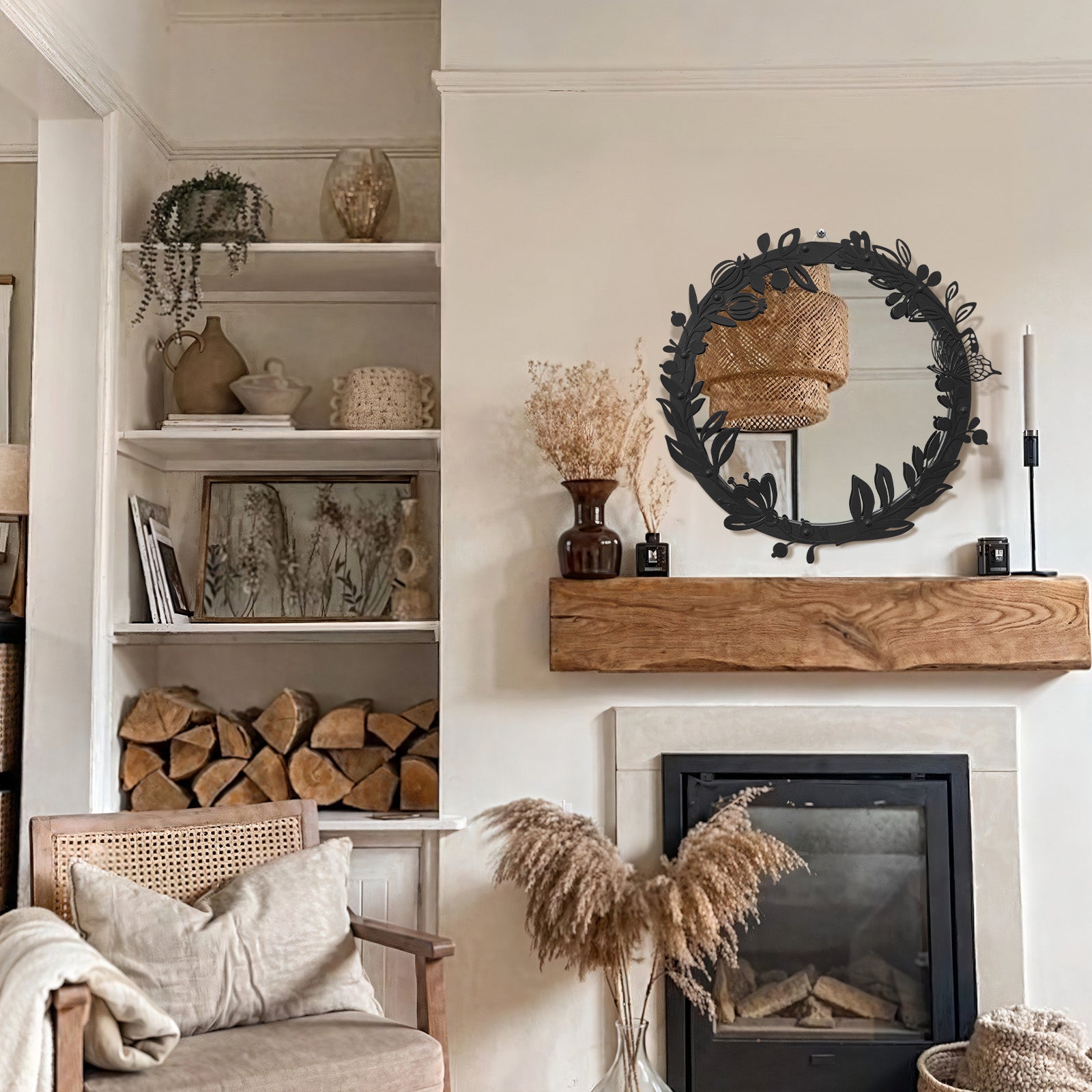 blue page Decorative Round Mirror for Wall Decor