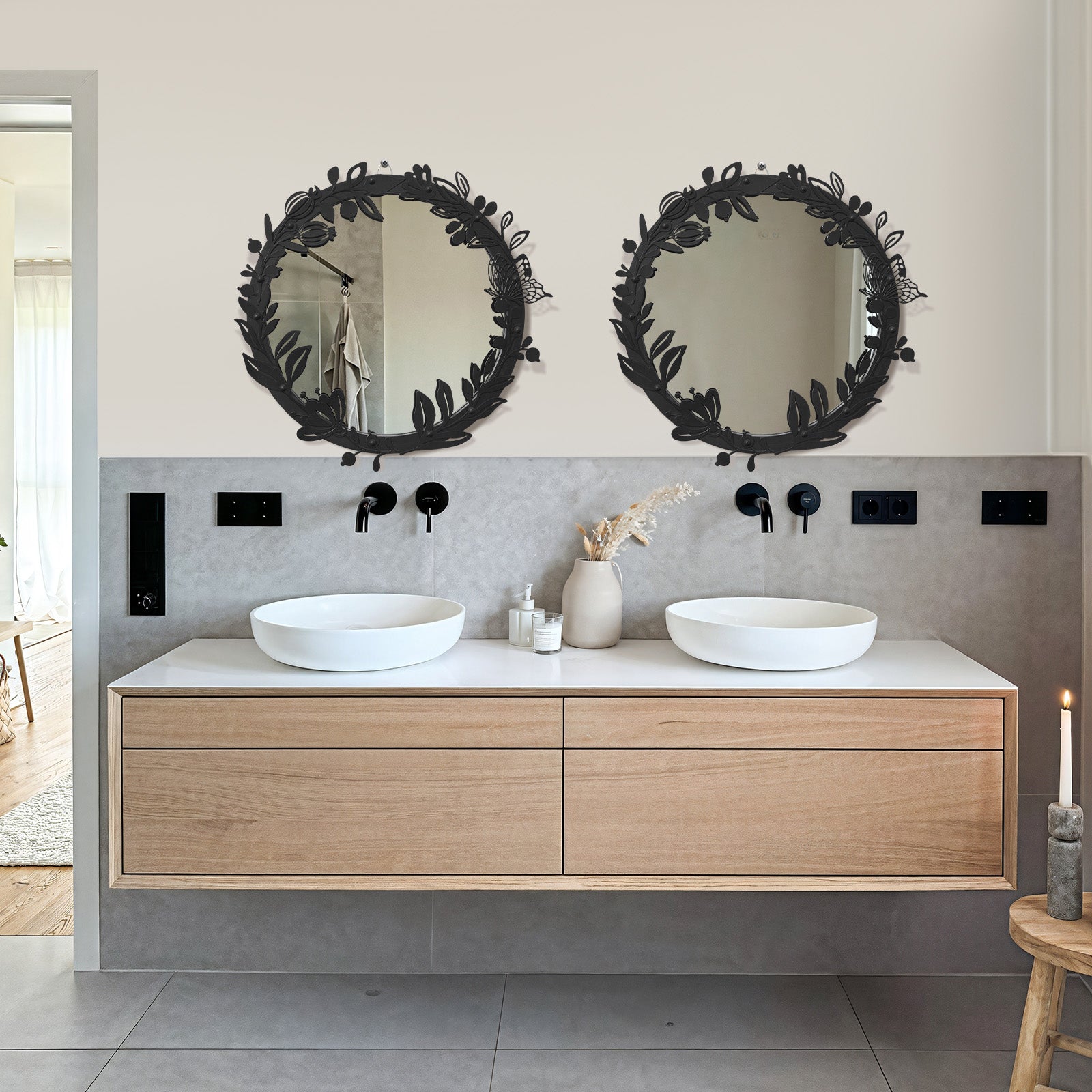 blue page Decorative Round Mirror for Wall Decor