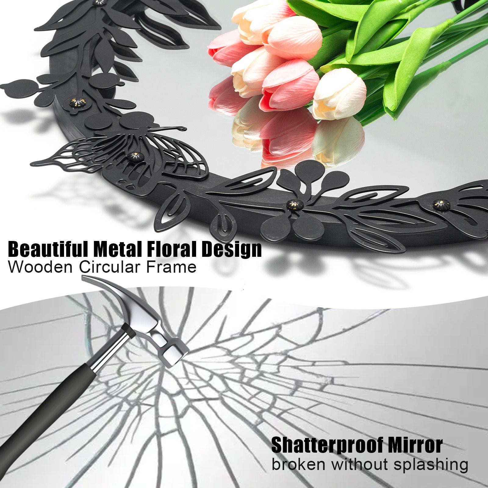 blue page Decorative Round Mirror for Wall Decor