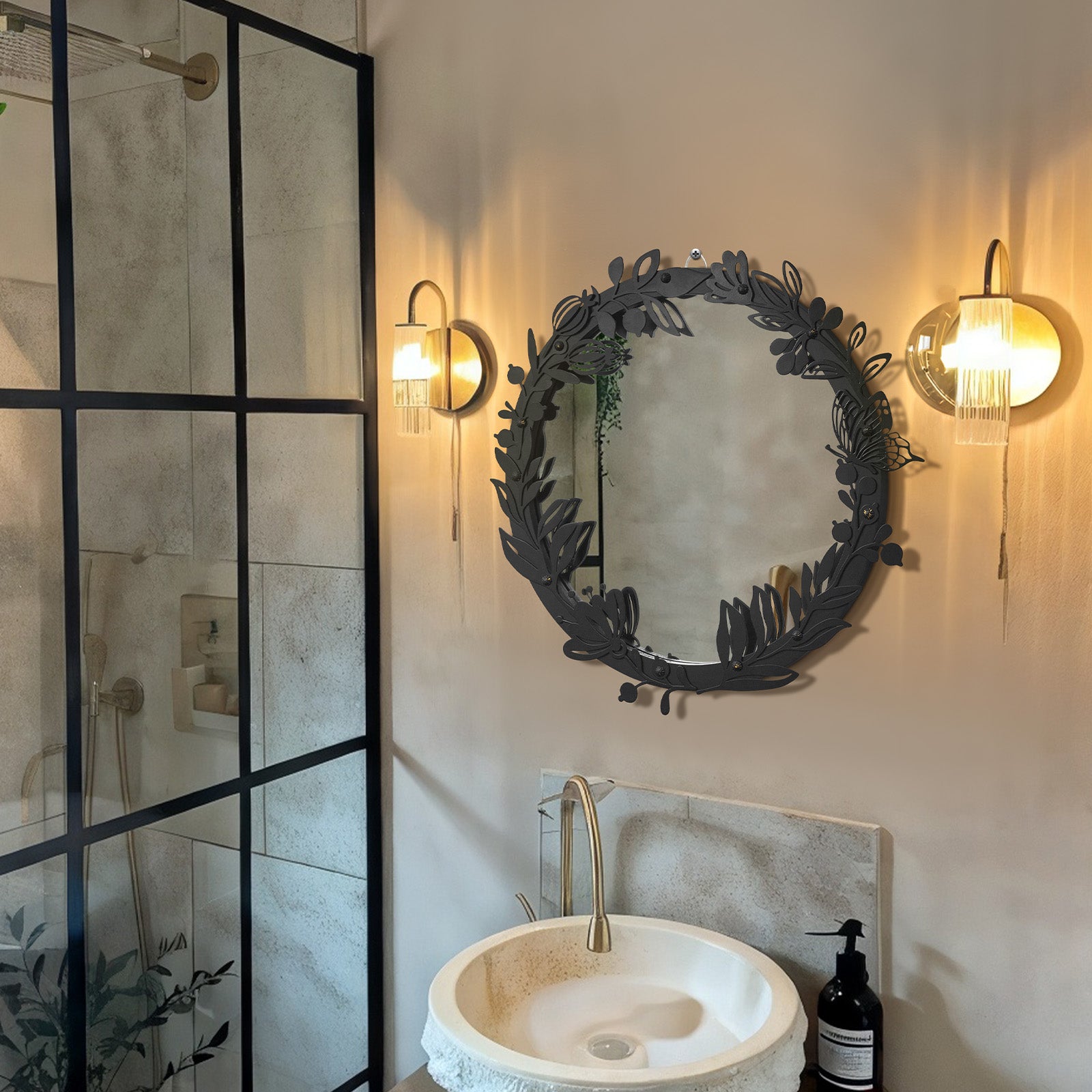 blue page Decorative Round Mirror for Wall Decor