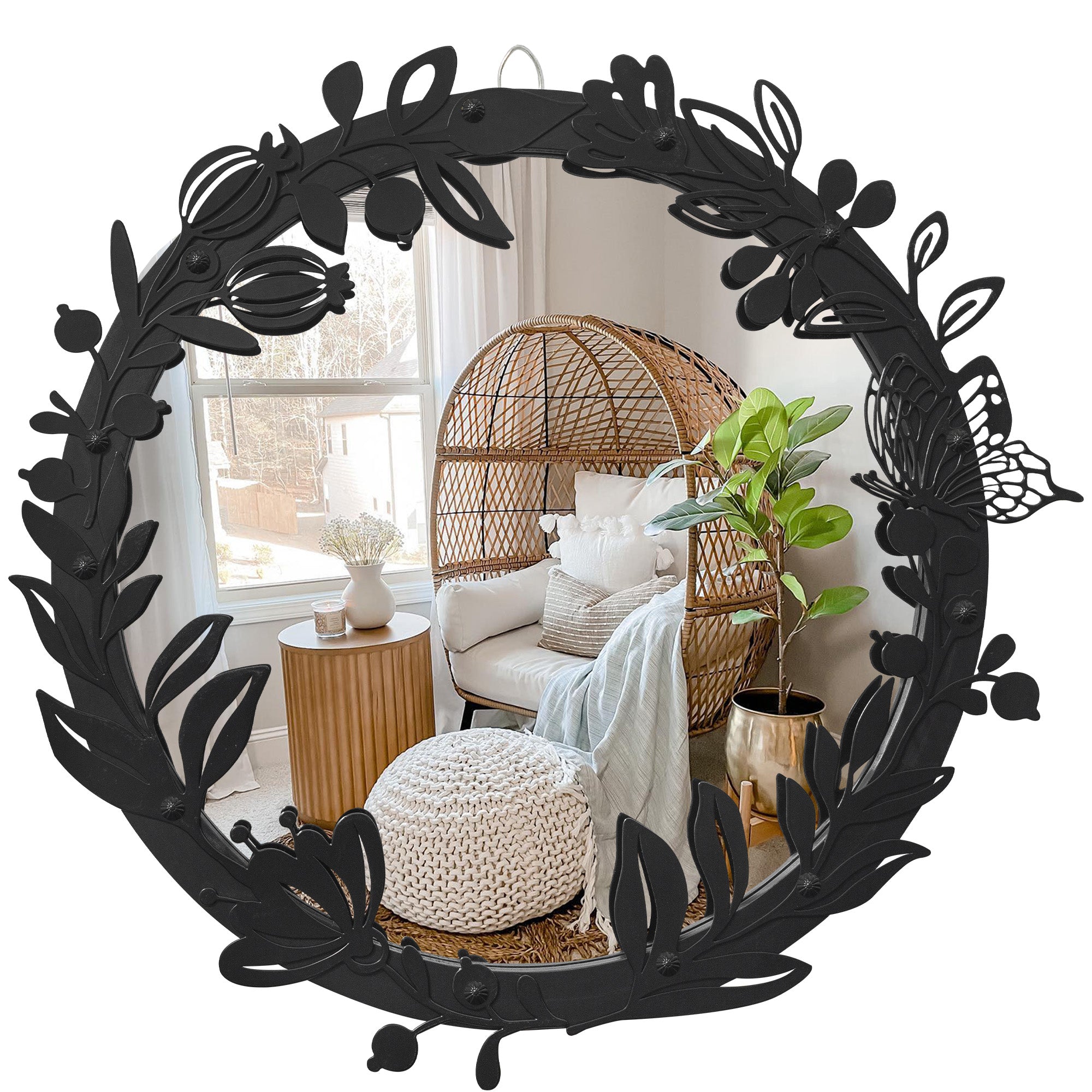 blue page Decorative Round Mirror for Wall Decor