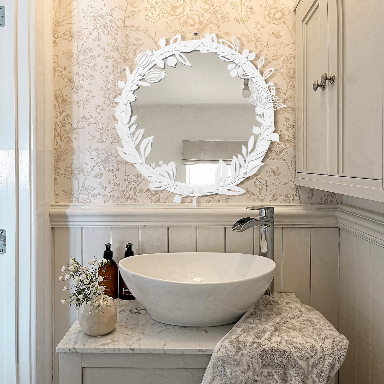 blue page Decorative Round Mirror for Wall Decor