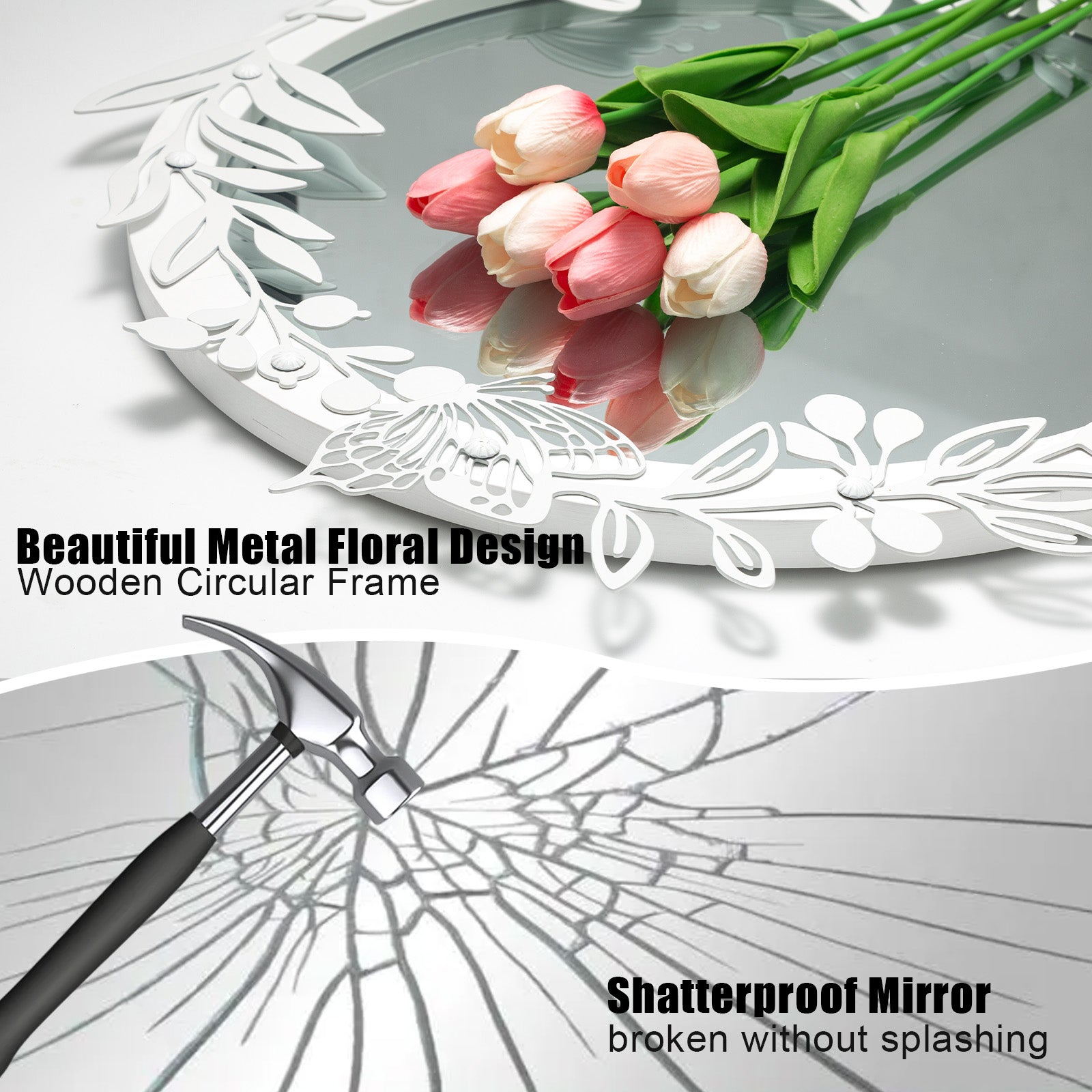 blue page Decorative Round Mirror for Wall Decor