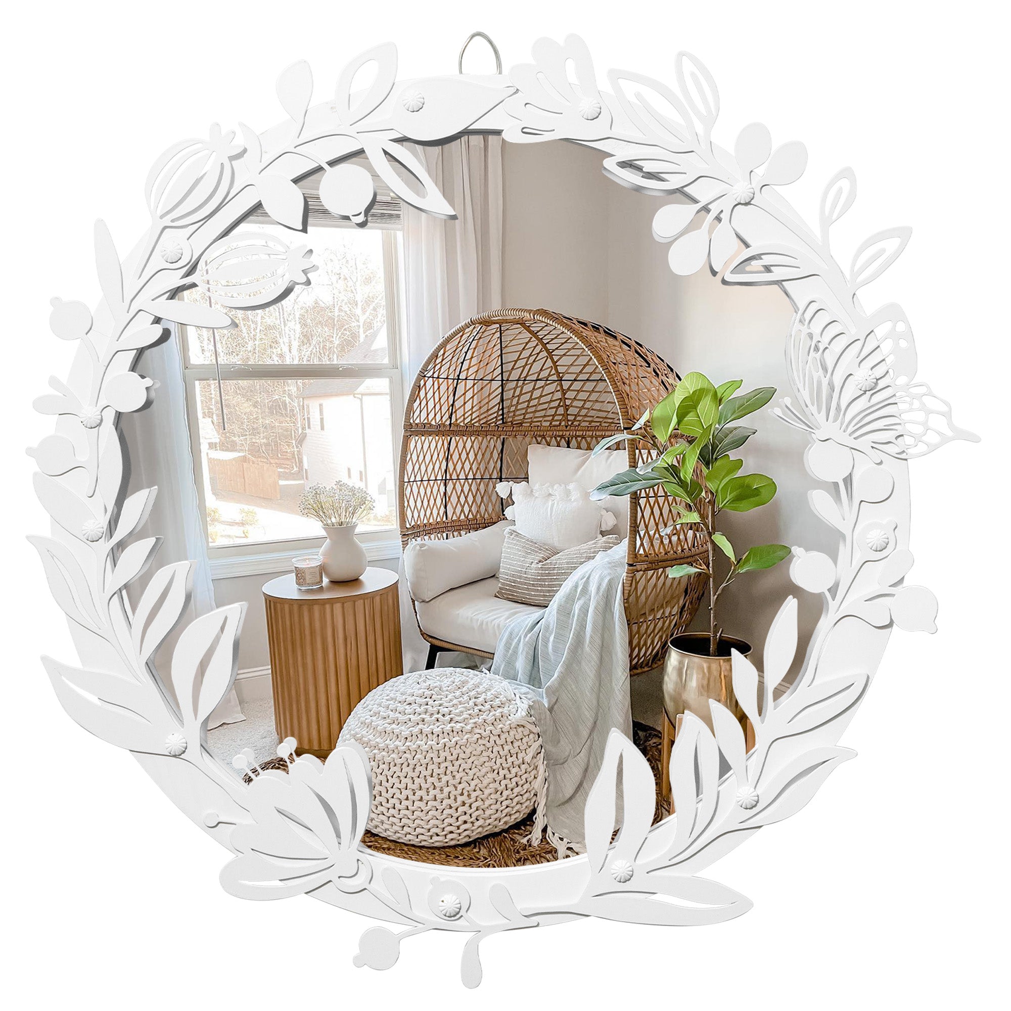 blue page Decorative Round Mirror for Wall Decor