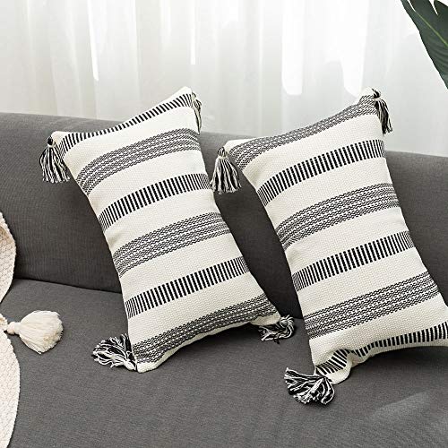 blue page Pack of 2 Decorative Cotton Woven Decorative Lumbar Throw Pillow Covers Set