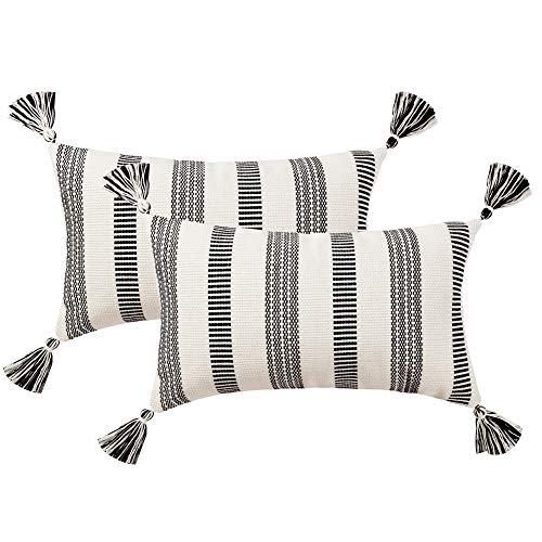 blue page Pack of 2 Decorative Cotton Woven Decorative Lumbar Throw Pillow Covers Set