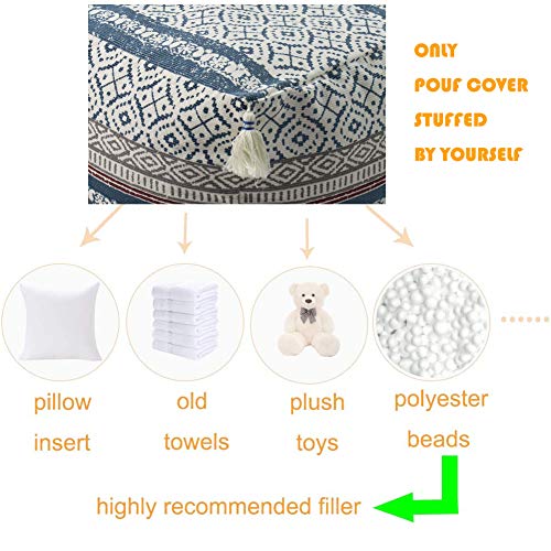 blue page Boho Tufted Decorative Unstuffed Pouf