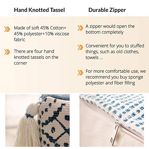 blue page Boho Tufted Decorative Unstuffed Pouf