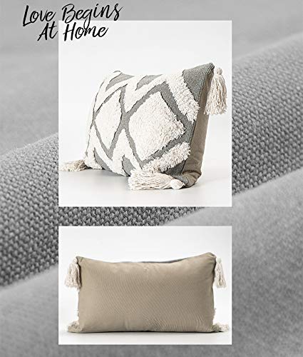 blue page Boho Neutral Decorative Pillow Cover with Tassel