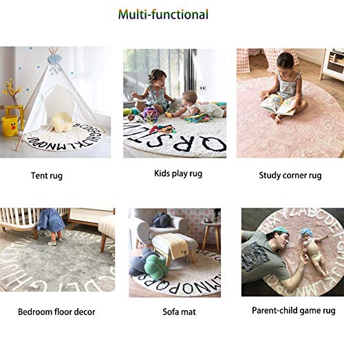 Round Kids Playroom ABC Rug