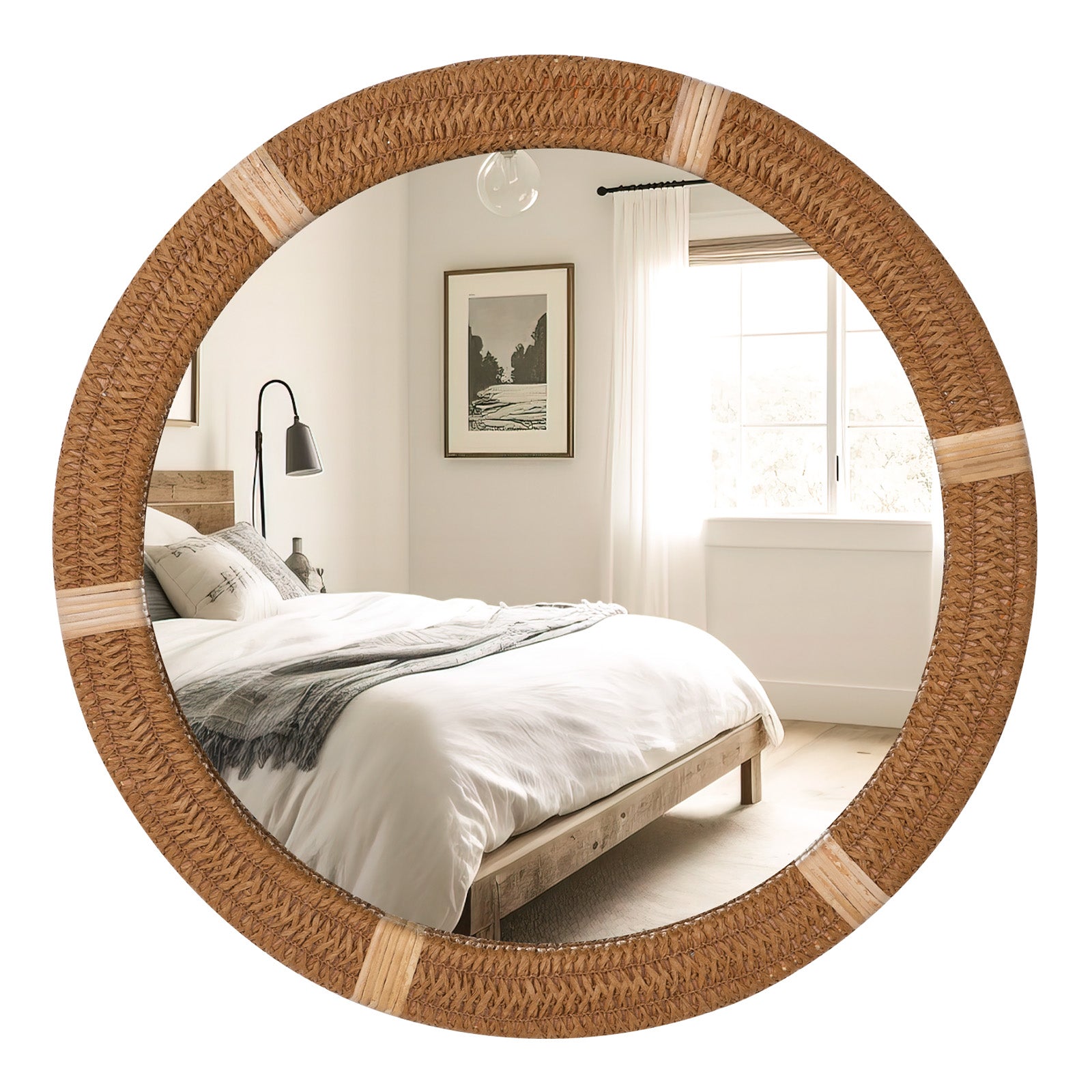 ULIKE Round Rattan Mirror for Wall