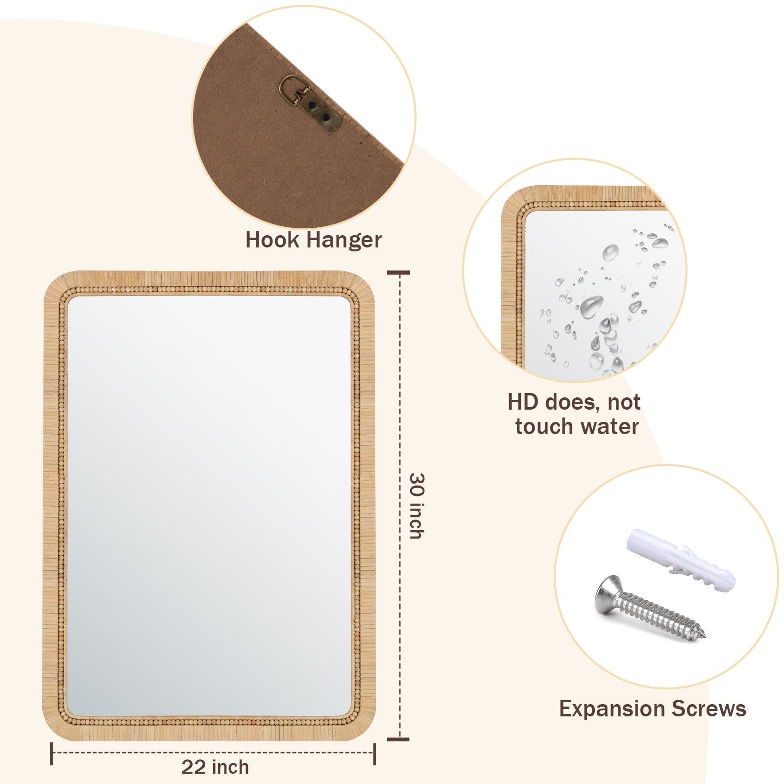 ULIKE Rattan Mirror for Bathroom