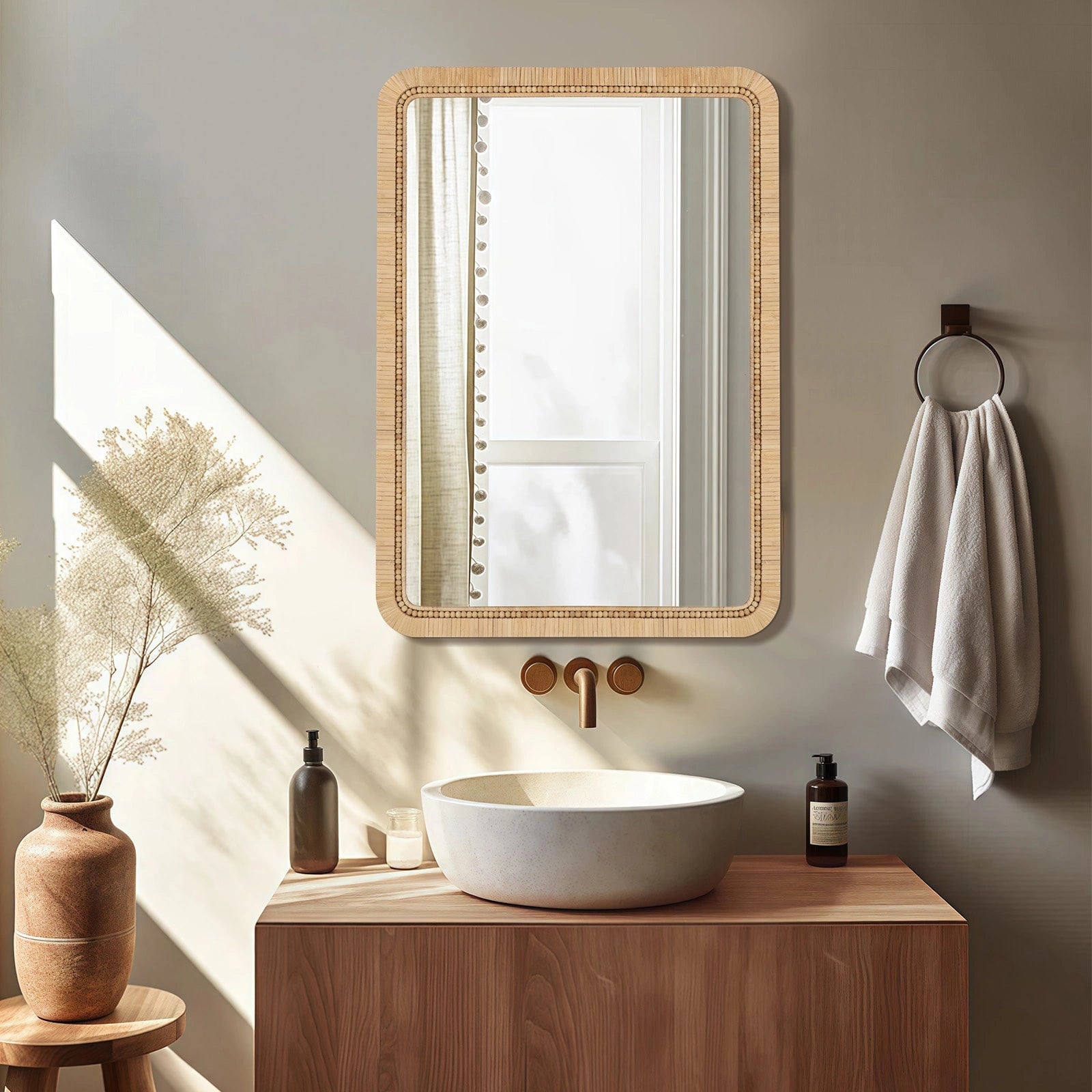 ULIKE Rattan Mirror for Bathroom