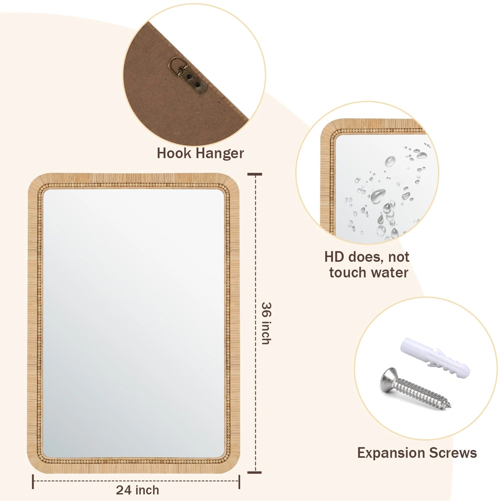 ULIKE Rattan Mirror for Bathroom