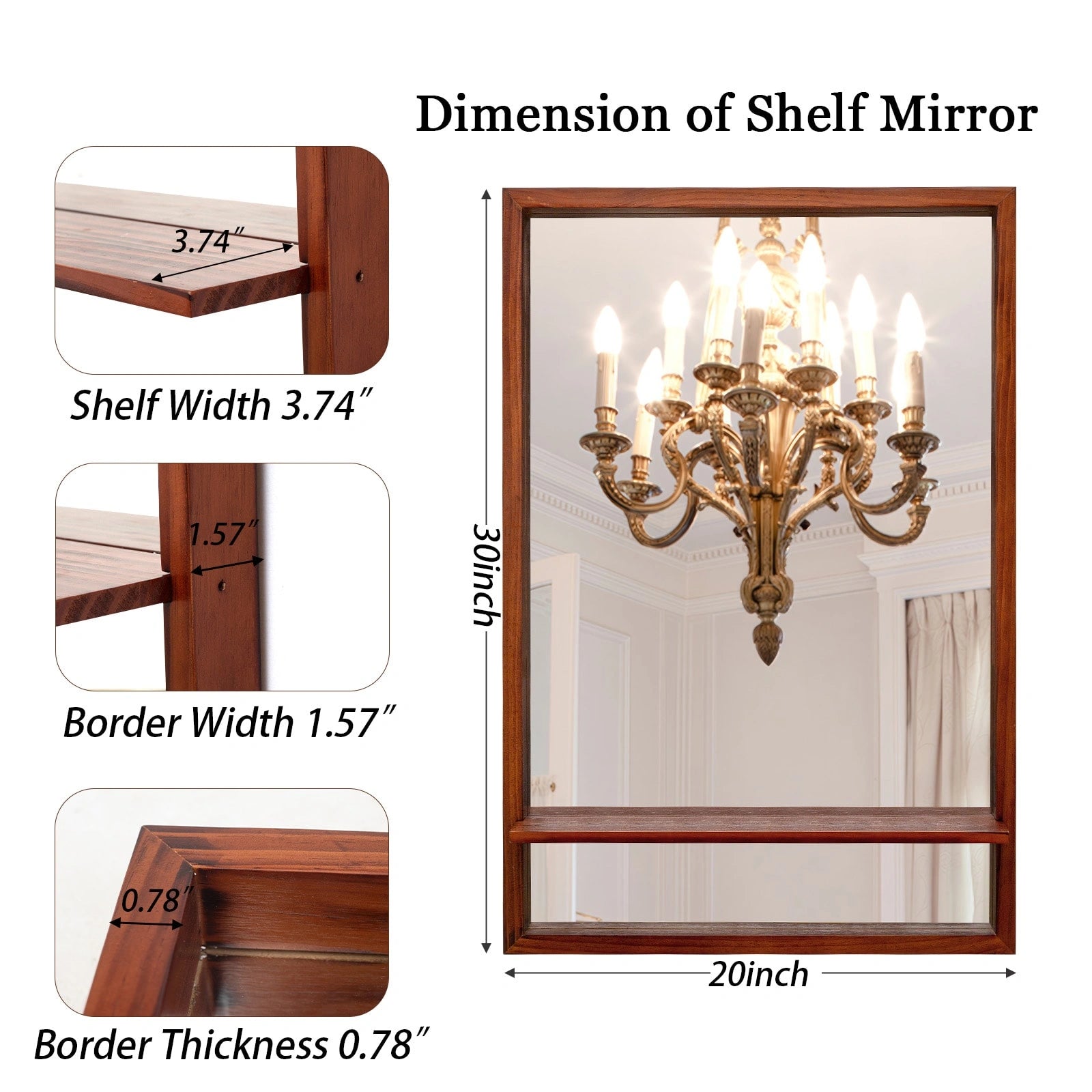 ULIKE Bathroom Mirror with Shelf