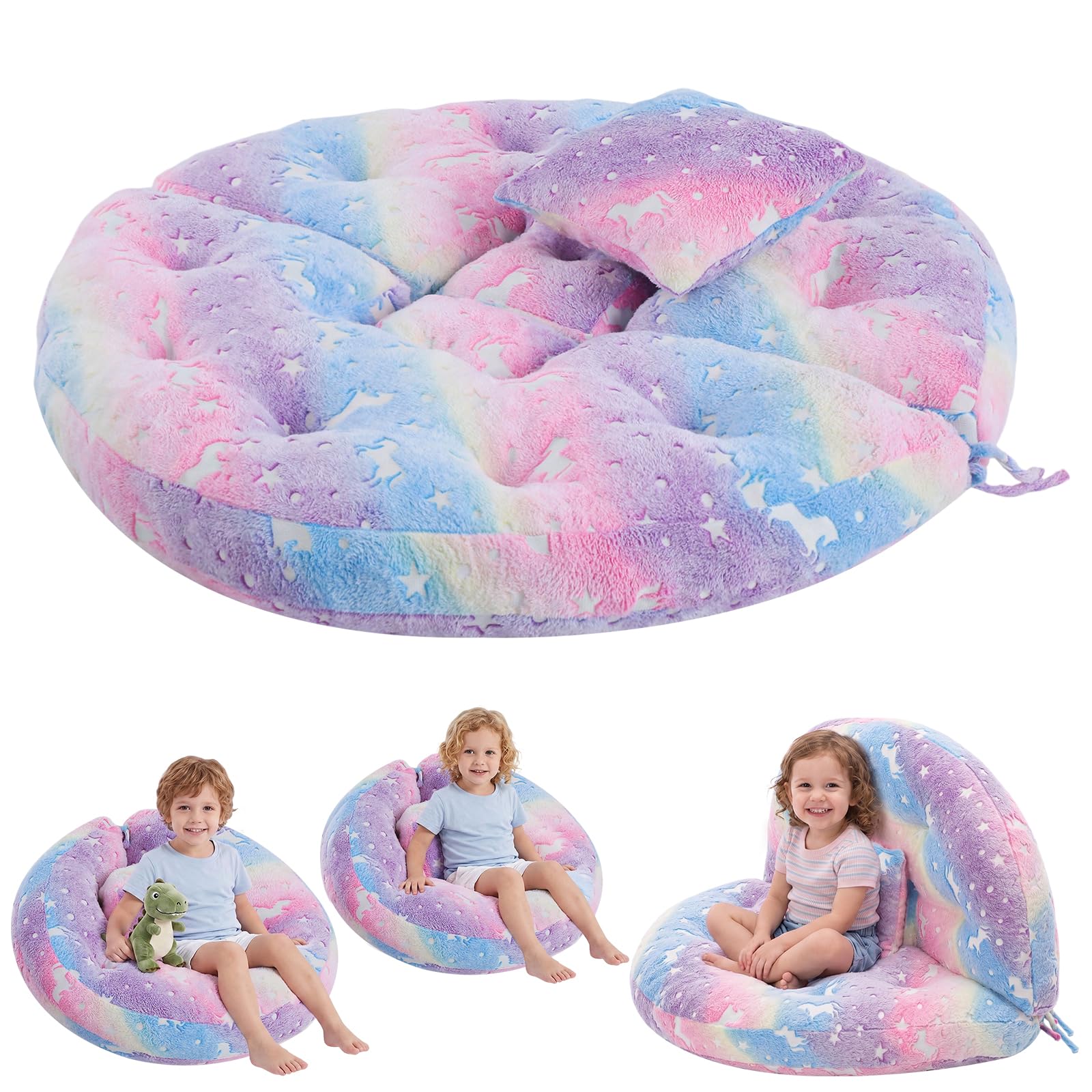 blue page Circle Kids Play Mat 5.9 in Thick, 5-in-1 Round Nursery Rug