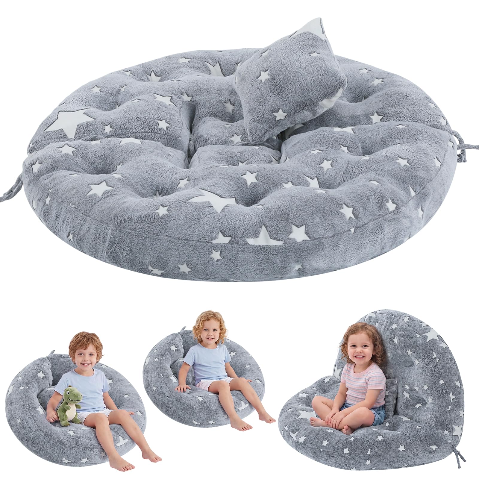 blue page Circle Kids Play Mat 5.9 in Thick, 5-in-1 Round Nursery Rug